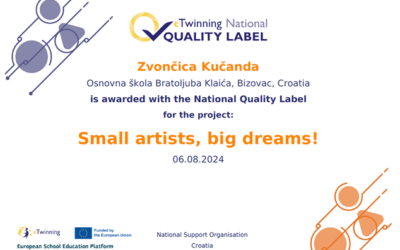 OZNAKA KVALITETE za eTwinning projekt  “Small artist, big dreams!”